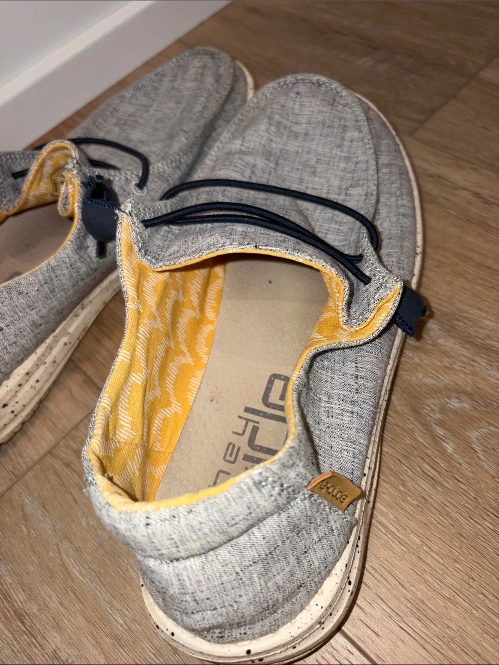Casual Grey Slip-On Women’s Shoes with Navy Laces